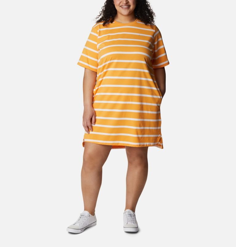 Women\'s Columbia Sun Trek T-Shirt Dress Stripe | Plus Size CA-W4561